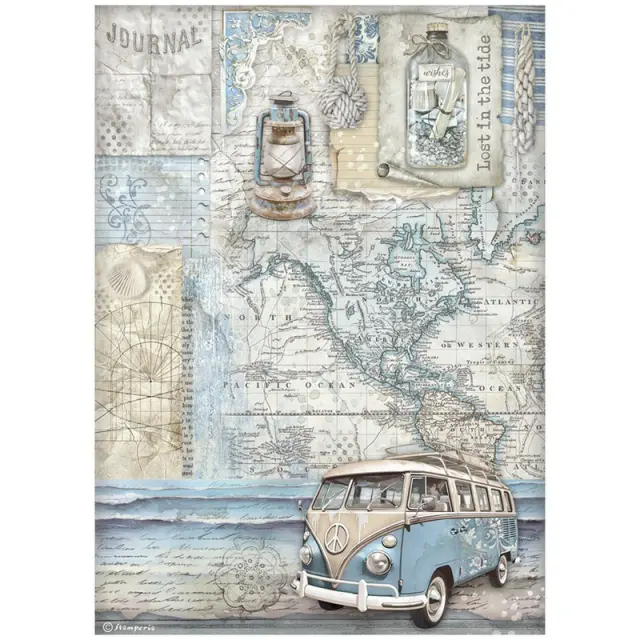 Ριζόχαρτο ντεκουπάζ Stamperia 21x29cm A4, SIlent Sea, Mini van