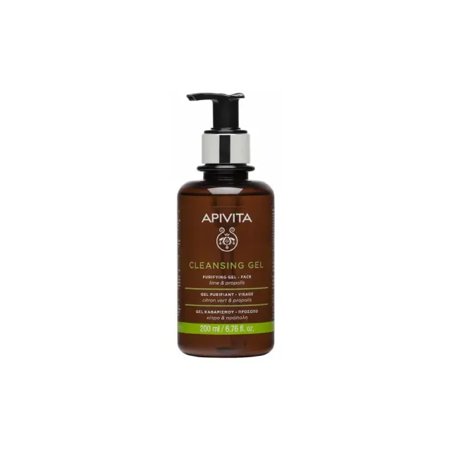 APIVITA Cleansing Purifying Gel Propolis & Lime, Τζέλ Καθαρισμού Προσώπου Για Λιπαρές - Μεικτές Επιδερμίδες, Με Πρόπολη & Κίτρο, 200ml
