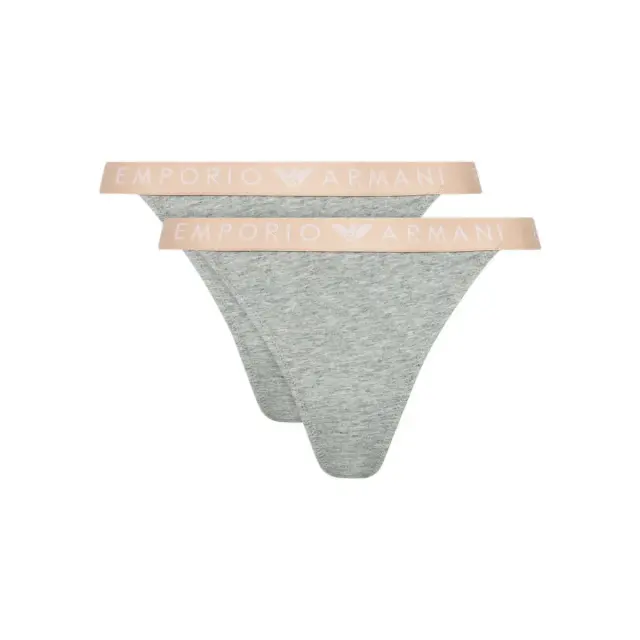 Emporio Armani Γυναικείο String Logoband Thong - Διπλό Πακέτο, Χρώμα Ανοιχτό Γκρι