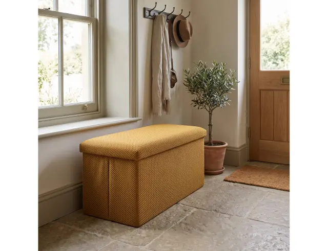 Ταμπουρέ Atom Home Deco Factory με αποθηκευτικό χώρο και διαστάσεις 76x38x38cm - Yellow HD0468