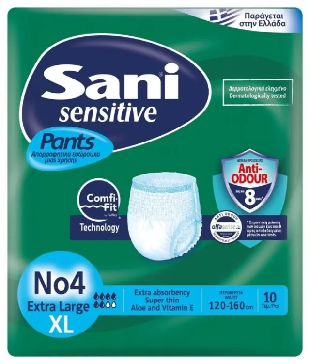 Sani Sensitive Pants Εσώρουχο Ακράτειας No4 Extra Large 10Tεμ