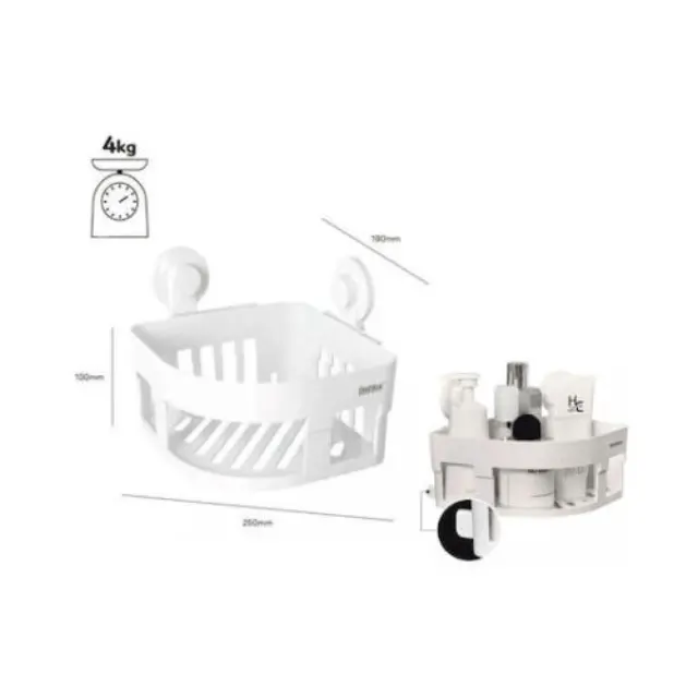 Bathlux 30189 Γωνιακή Επιτοίχια Ραφιέρα Μπάνιου Πλαστική 25x19x10cm