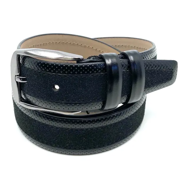Μαύρη Ζώνη P.U. Leather Τύπου Suede 3,5 cm - 105cm