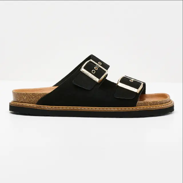 Genuins Πέδιλα Γυναικείο δέρμα suede Μαύρο GEN/HAWAII VELOUR BLACK