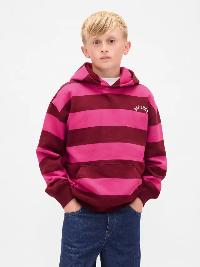 Παιδικό Rugby Stripe Logo Φούτερ bright fuchsia