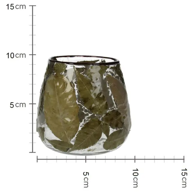Κηροπήγιο Φύλλα Τσαγιού Διάφανο Γυαλί 10x10x10cm 2