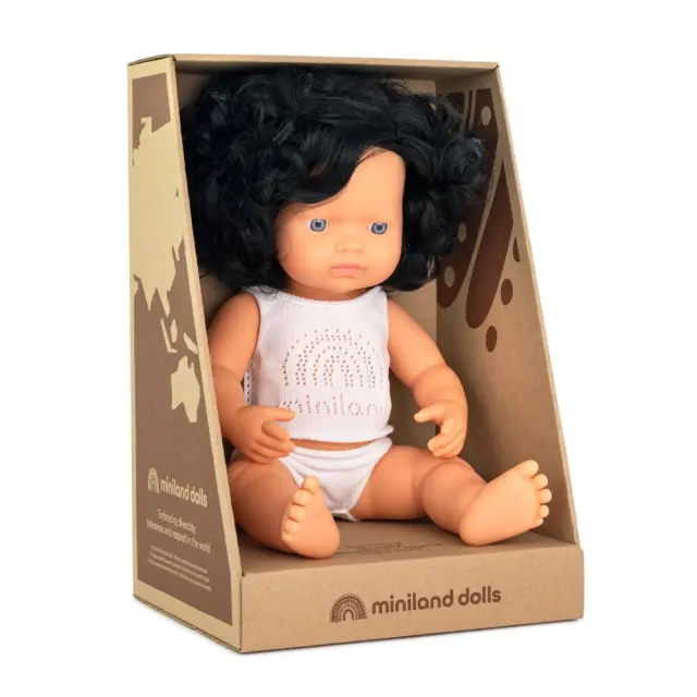 MINILAND DOLLS MINILAND ΚΟΥΚΛΑ ΚΑΥΚΑΣΙΑ 38 CM ΜΕ ΣΓΟΥΡΑ ΜΑΛΛΙΑ ΚΑΙ ΕΣΩΡΟΥΧΑ 2