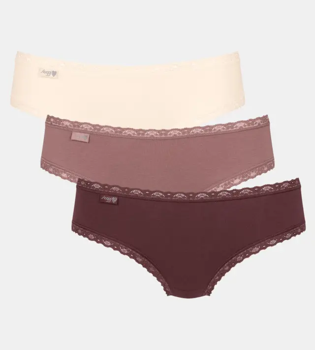 Sloggi 24/7 Βαμβακερά Σλιπ Hipster Weekend Καφέ/Μόκα/Εκρού 3-Pack - S