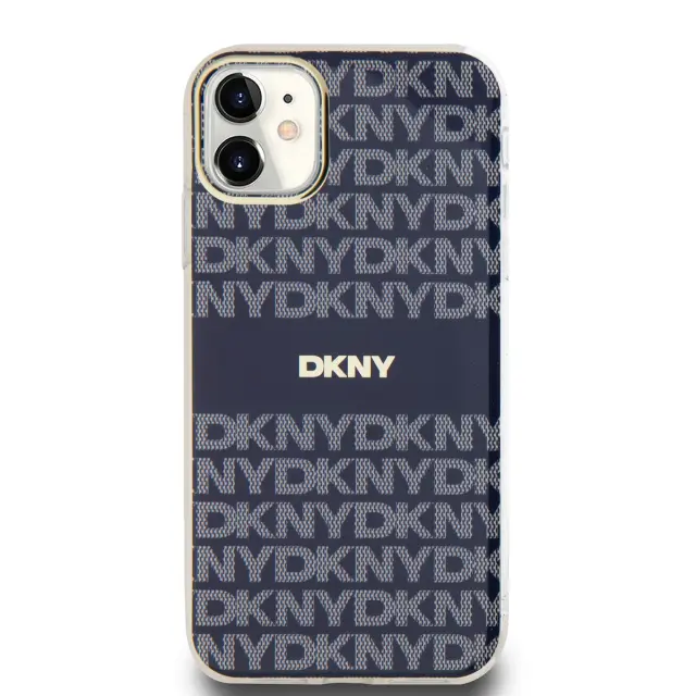 DKNY PC/TPU Repeat Pattern Tonal Stripe Magsafe Case for iPhone 11 Blue 2