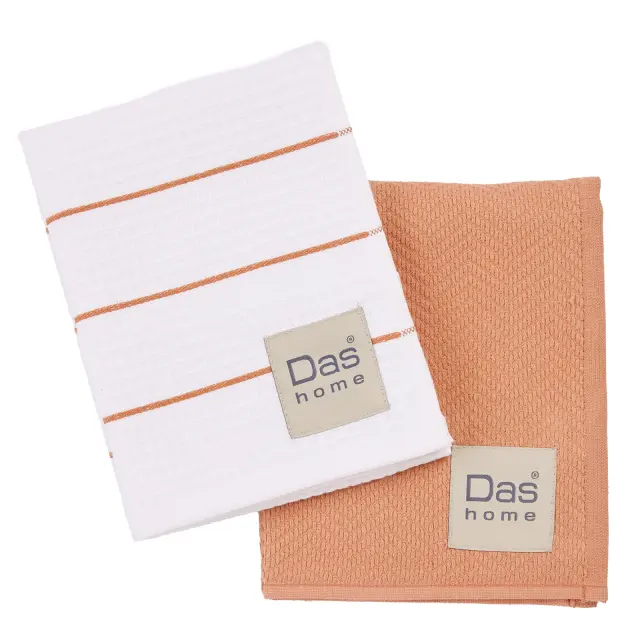 Πετσέτες Κουζίνας Σετ 2Τεμ 30x50 Das Home 0831 Teracotta-White 100% βαμβακερό