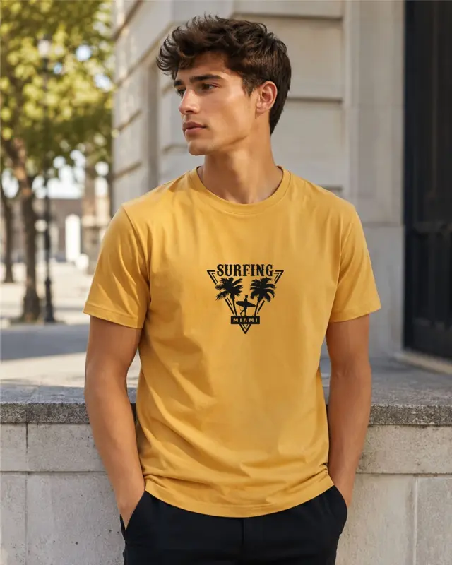 T-shirt Noshame® Camel με τύπωμα Surfing - 3126007 - XXL