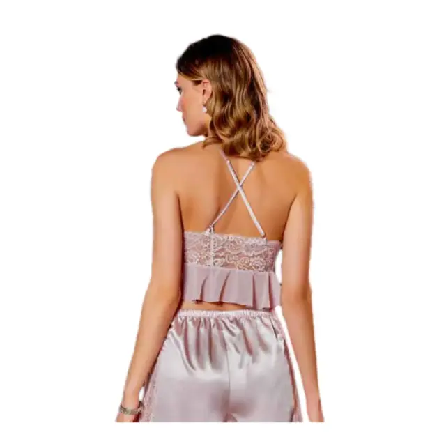 FMS Γυναικείο Σετ Babydoll-Ρόμπα Δετό Μπούστο, Χρώμα Σάπιο Μήλο 3