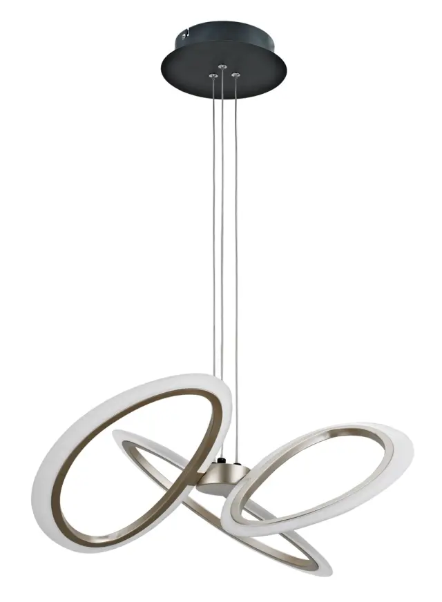 POWERTECH LED φωτιστικό οροφής HLL-0205, 40W, 4000K, Φ53x120cm, οπάλ χρυσό/μαύρο