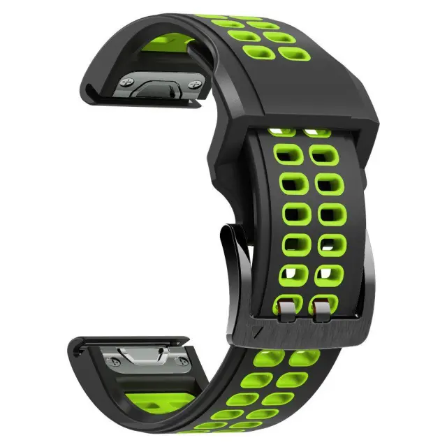 Λουράκι Σιλικόνης Bi-color Διάτρητο για Garmin Fenix 5/6/6 Pro/7/8/9 (47mm) - Black/Green OEM