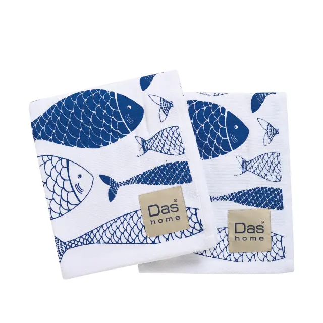 Πετσέτες Κουζίνας Σετ 2 Τεμ 40x60 Das Home 0737 White-Blue 100% βαμβακερό