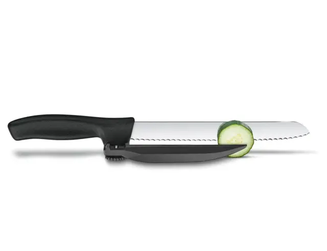 Μαχαιρι τεμαχισμού Victorinox Swiss Classic ρυθμιζόμενο, οδοντωτό και μήκος λεπίδας 21cm - Black6.8663.21 3