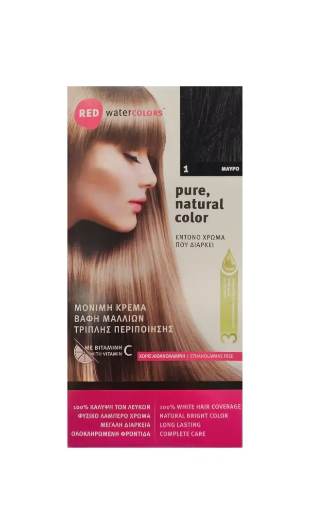Red Water Colors Βαφή Μαλλιών Μαύρο Νο1, 155ml