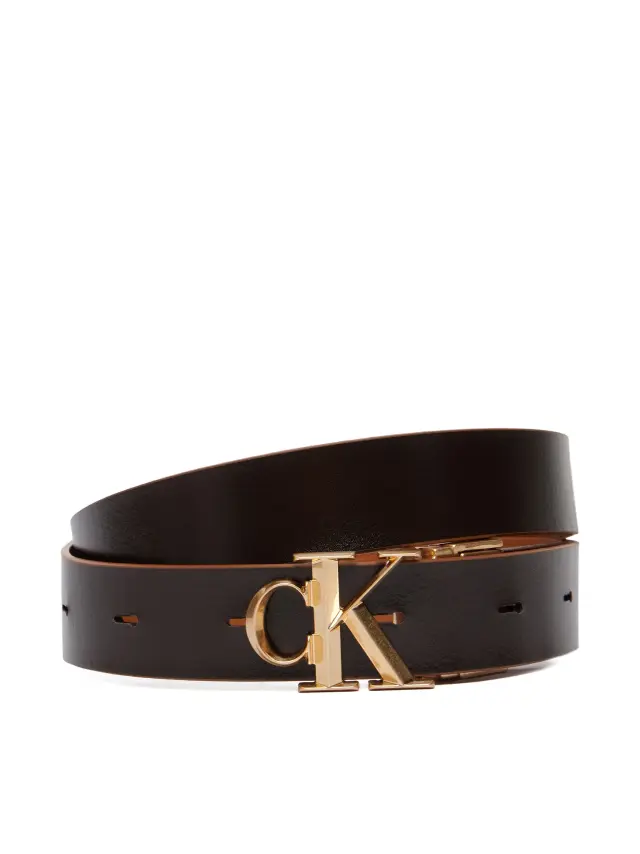 Calvin Klein Γυναικεία Μεσαία Zώνη 22mm Facet CK Pebble Καφέ - 90cm 2