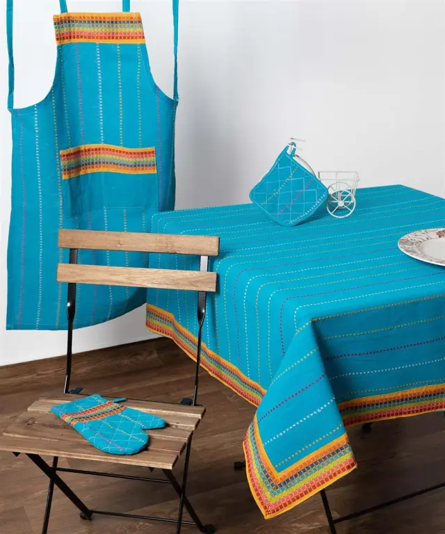 τραπεζοκαρέ (140cm x 140cm) moda ριγέ σιέλ - -