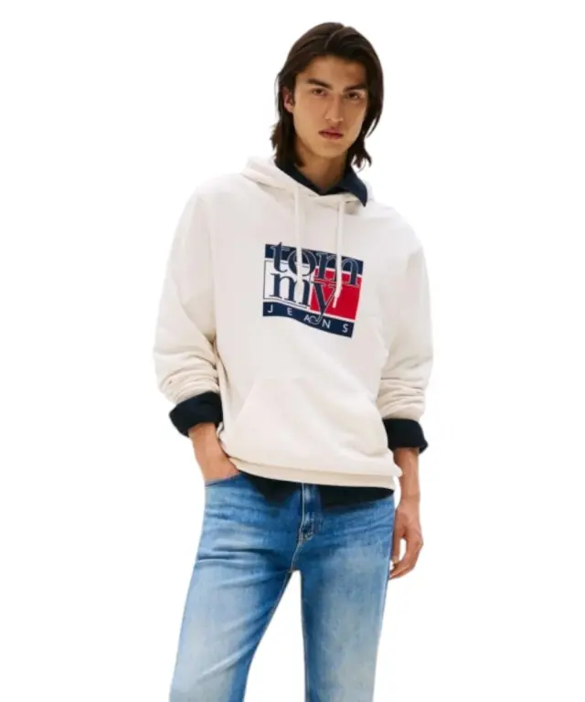 Tommy Hilfiger - Ανδρικό Φούτερ με Κουκούλα Regular Fit DM0DM22092-YBH Λευκό - S 3