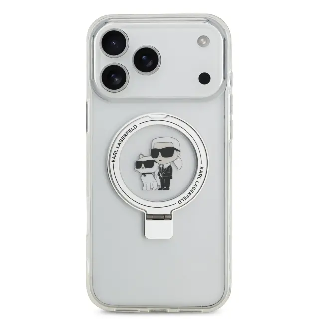 Karl Lagerfeld Ringstand Karl and Choupette MagSafe Case for iPhone 17 Pro Max White 3