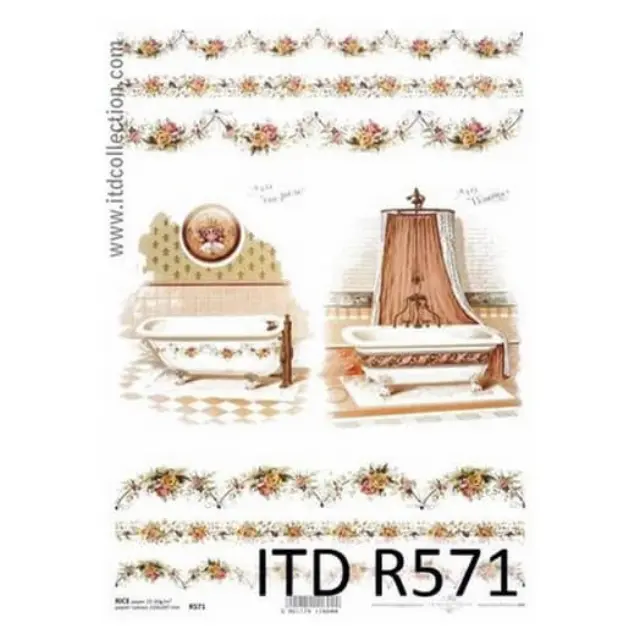 Ριζόχαρτο ITD, 21x29cm, Μπάνιο και λουλούδια, R571