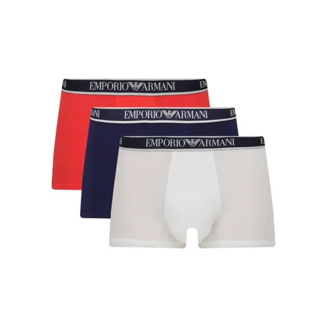 Emporio Armani Ανδρικό Boxer Stretch Cotton Trunks - Τριπλό Πακέτο, Χρώμα Eclisse-Bitter-Bianc - L