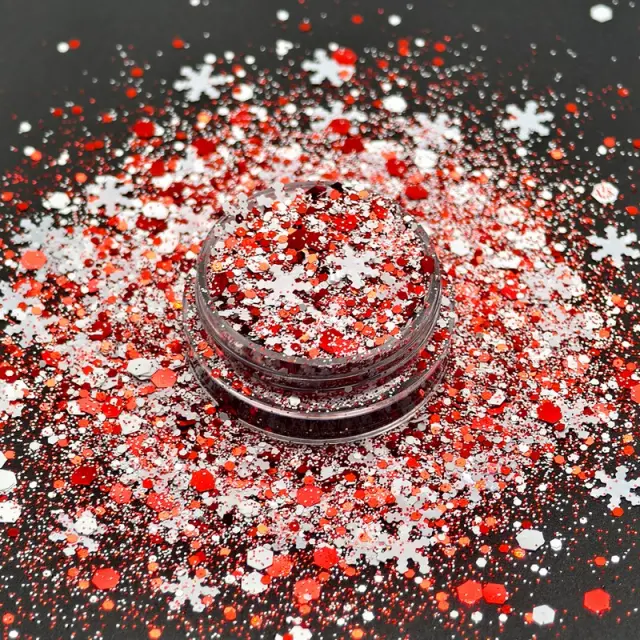 Χιονονιφάδες Chunky glitter 20gr, Κόκκινο-ασημί