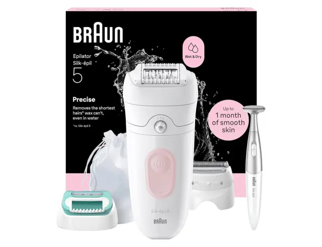 Αποτριχωτική Μηχανή Braun Silk Epil 5 Wet&Dry SE5-251 με 2 ταχύτητες και 10 εξαρτήματα - PinkSE5-251 2