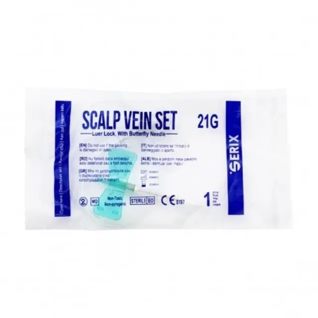 Πεταλούδες Φλεβοκέντησης (Scalp Vein Set) 21G με Luer Lock, Serix – Επαγγελματικό πακέτο 10 κουτιά × 100 τεμ. 21G 2
