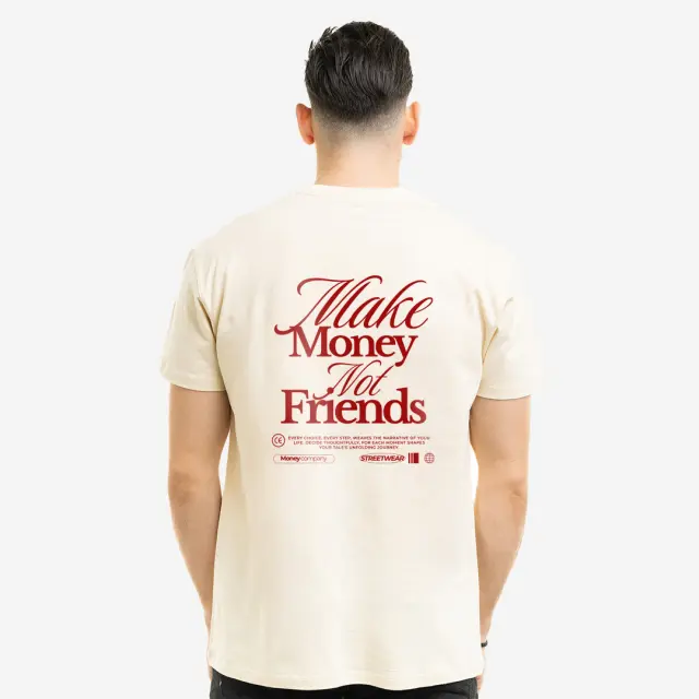 T-shirt Noshame® Off-white με τύπωμα Make Money not Friends - 122586 - XXL