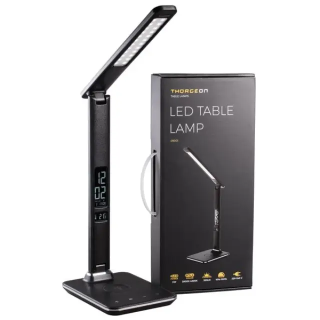LED Table Lamp 9W Leather 2800K-6000K Dimmable Wirless Charge 5V 1A + LCD Display