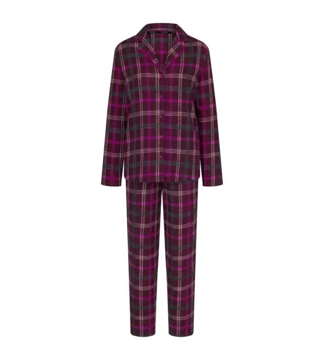 Triumph Σετ Πιτζάμες Boyfriend PW 01 X Checks Μπορντό Καρό 2