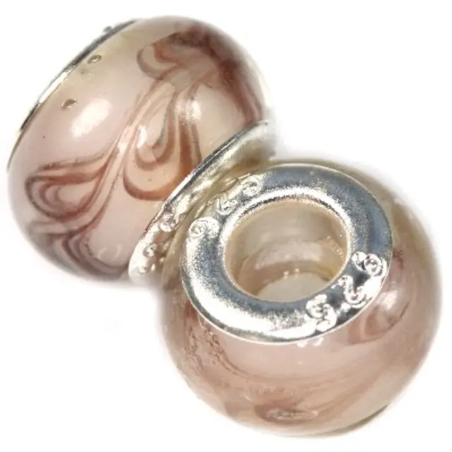 Χάντρα Modular Brown Streaks on Beige 9x14mm - 5τεμ