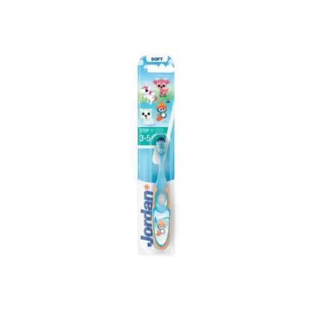 Jordan Toothbrush Step 2 Παιδική Οδοντόβουρτσα για 3+ Χρονών Μπλέ/Πιγκουίνος, 1τμχ