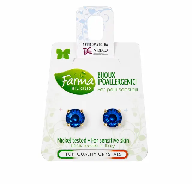 Farma Bijoux Υποαλλεργικά Παιδικά Σκουλαρίκια Καρφωτά με Πέτρες Μπλε 1 Ζευγάρι