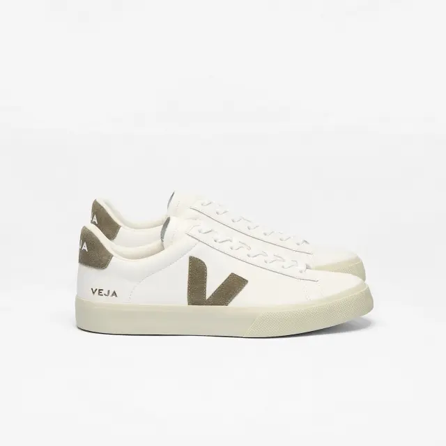 VEJA “CAMPO” LEATHER MEN SNEAKERS (CP0502347B450-WHITE-KHAKI) - 43