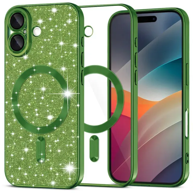 Techsuit® Luxury Glitter MagSafe Θήκη για iPhone 17- Deep Green 2