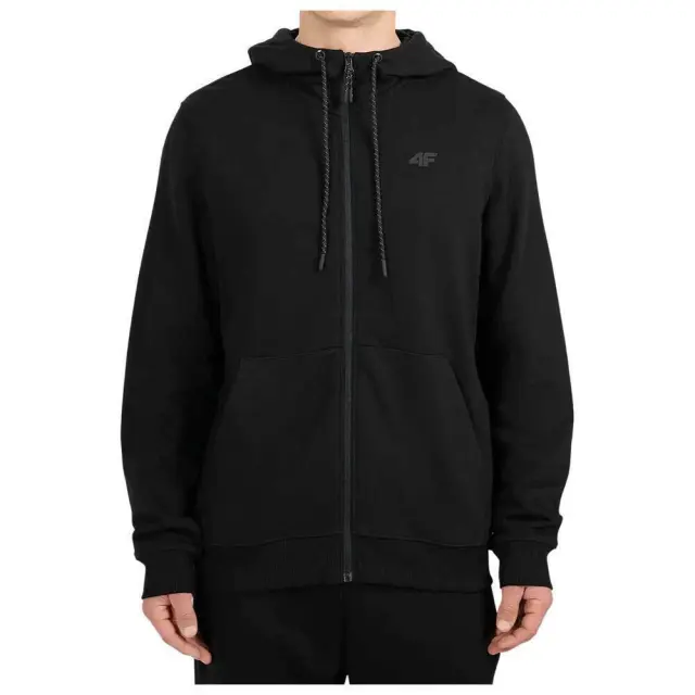 4F Ζακέτα με Κουκούλα Μαύρη 4FWMM00TSWSM2550-20S - 4XL