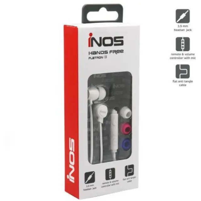 Hands Free Stereo inos 3.5mm Flatron II με Μικρά Ακουστικά Λευκό N20729