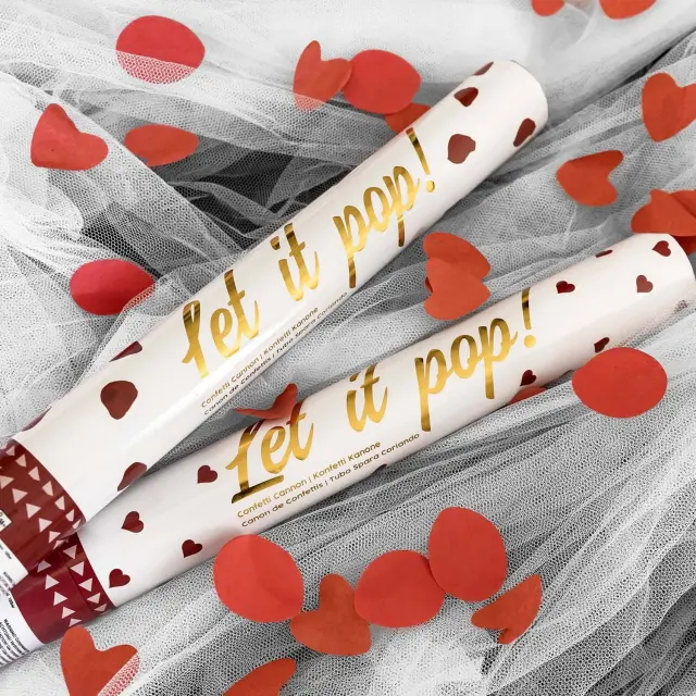 Κανονάκι Καρδιές Κόκκινες Κομφετί /Confetti Cannon Καρδιές Κόκκινες/ 40 εκ