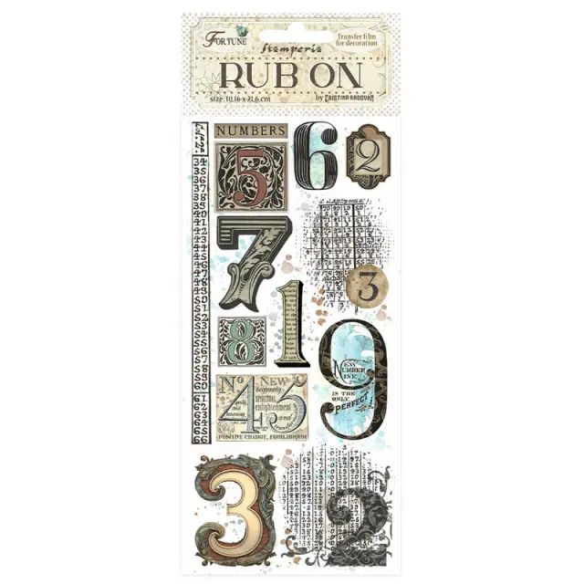 Χαλκομανίες (Rub-On) 10.16×21.6cm Stamperia, Fortune, Numbers