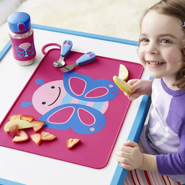 Skip Hop Zoo Ανοξείδωτο Παγούρι με Καλαμάκι 350ml Butterfly Fuchsia 3