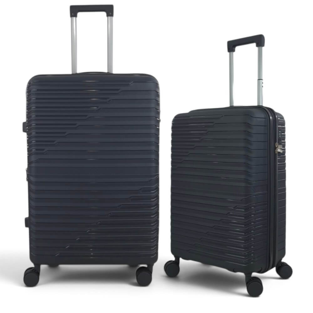 Σετ 2 Βαλίτσες Ταξιδίου Playfulbags 1206-SET2 Μεσαία & Μικρή 70/60cm Πολυπροπυλενίου με Επέκταση - Ανθρακί