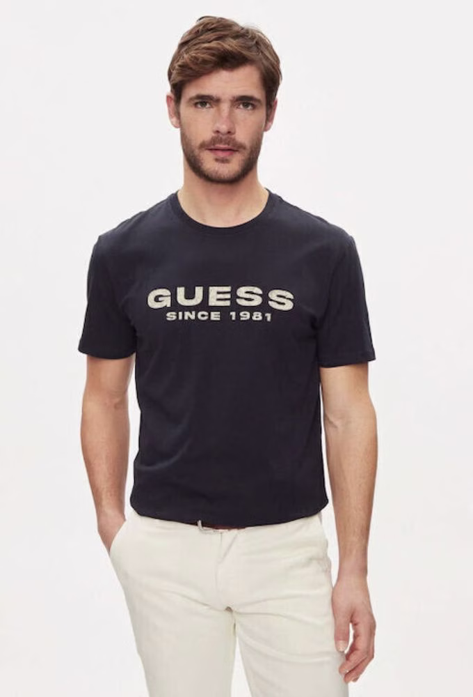Guess Ανδρικό T-shirt Κοντομάνικο Navy Μπλε Μπλε Σκούρο - XL