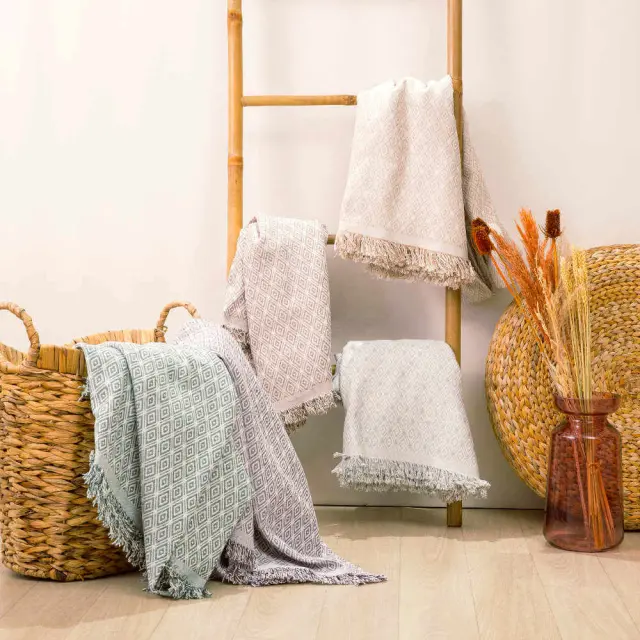 Ριχτάρι Βαμβακερό Διθέσιο Ikat Γκρι 180 x 250 cm Γκρι 180 x 250 cm