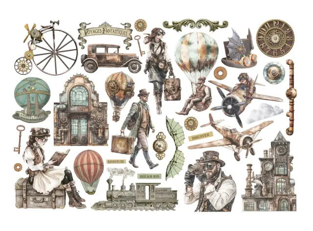 Αυτοκόλλητα Die Cuts-Ephemera Stamperia, Voyages Fantastiques 2
