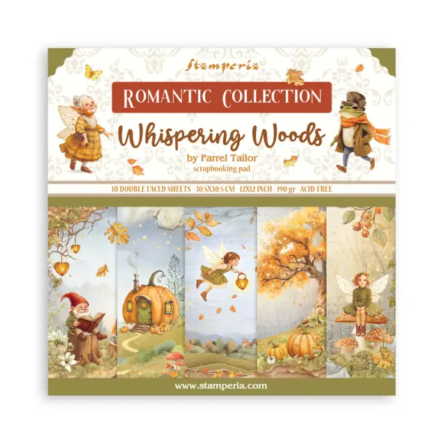 Χαρτιά scrapbooking 10τεμ, 30.5×30.5cm Stamperia, Whispering woods