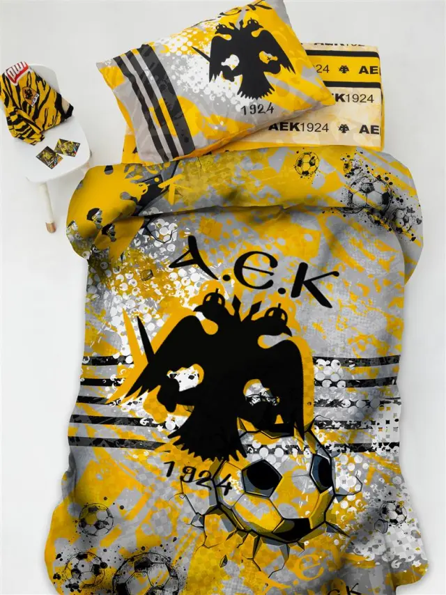 Παπλωματοθήκη Μονή Σετ (170x250) AEK8 βαμβακερή Palamaiki