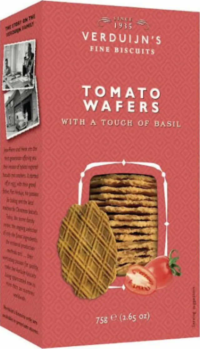VERDUIJN S TOMATO WAFERS WITH BASIL 75gr